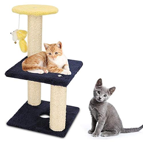 3-lagiges Cat Climbing Tree Scratching Post Board und hängendes Spielzeug Home Pet Activity Center Natürliches Sisal-Material ist ungiftig-M von Gulunmun