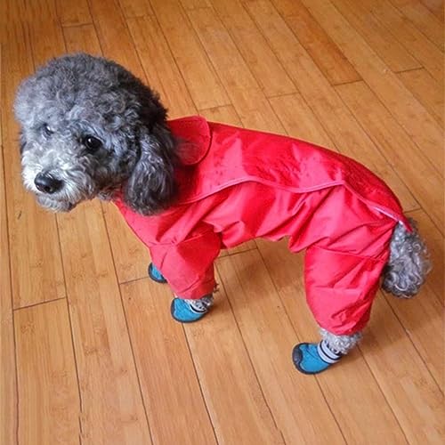 Gulunmun All-Inclusive-Regenmantel Für Kleine Hunde,Wasserdicht,Kleidung Für Hündchen,Outdoor-Mantel,Regenjacke Für Hunde,Mittelgroßer Hundeponcho,Rot,L von Gulunmun
