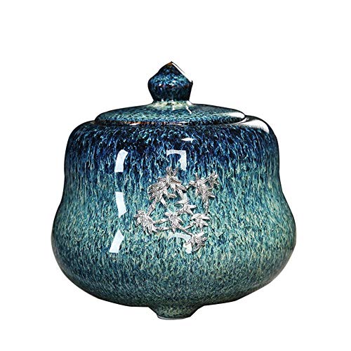Gulunmun Die Blaue Keramikurne mit Farbverlauf für kleine Haustier-Souvenirs fasst bis zu 30 Kubikzoll Asche von Gulunmun