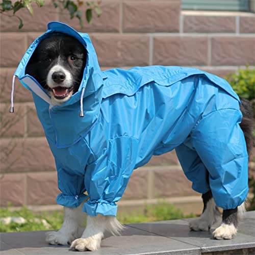 Gulunmun Haustier-Regenmantel Für Hunde,Hoher Kragen,Kapuzenoverall,Wasserdicht,Undurchlässig,Hundejacke,Großer Hund,Wasserabweisend,Blau,24 von Gulunmun