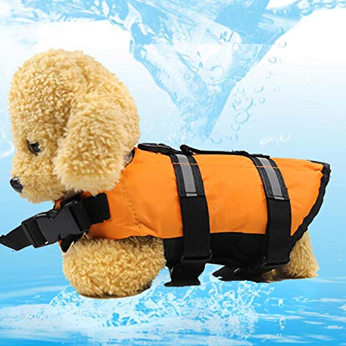 Gulunmun Hund Schwimmwesten Westen Haustier Hund Float Puppy Rescue Schwimmen Tragen Sicherheit Kleidung Weste Schwimmweste Badeanzug mit reflektierendem Streifen-Gold XL von Gulunmun