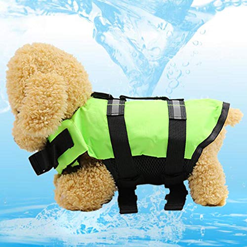 Gulunmun Hund Schwimmwesten Westen Haustier Hund Float Puppy Rescue Schwimmen Tragen Sicherheit Kleidung Weste Schwimmweste Badeanzug mit reflektierendem Streifen-Grün XL von Gulunmun