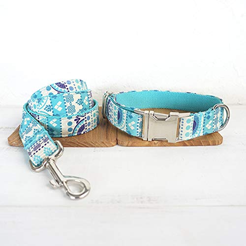 Gulunmun Klassische Halsbänder Pet Produkte Unabhängig Entworfen Druck National Wind Hundehalsband + Zugkraft Blau, M, 2,5 * 120 cm von Gulunmun