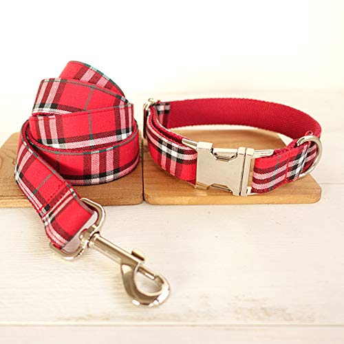 Gulunmun Klassische Halsbänder Pet Produkte Unabhängig Voneinander Metalllegierung Schnalle Hundehalsband + Traktion Rot M, 2,5 * 120 cm von Gulunmun