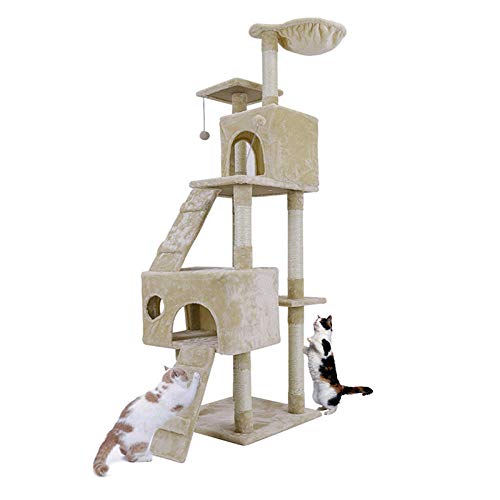 Gulunmun Kratzbaum Möbel Mit Leiter Kratzbaum Katze Springen Turm Spielzeug Für Kätzchen Pet House Condo Big-Size-Beige_L_ von Gulunmun