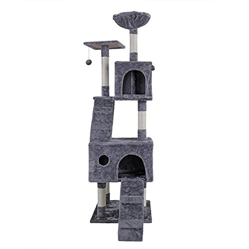 Kratzbaum Möbel Mit Leiter Kratzbaum Katze Springen Turm Spielzeug Für Kätzchen Pet House Condo Big-Size-Gray_L__ von Gulunmun