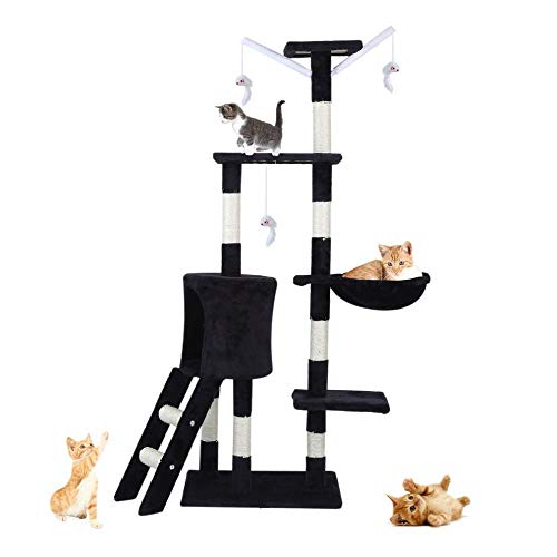 Multifunktionale Katze S Tree Scratcher Kratzturm Fun Post Klettern Spielzeug Aktivität Center Schützen Wohnmöbel Pet House-Black_67X54X143cm__ von Gulunmun