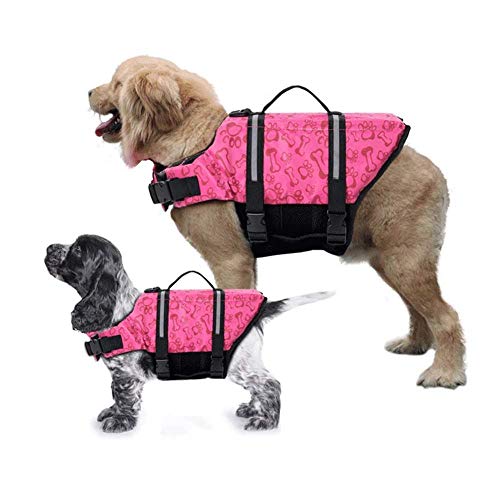 Gulunmun Regenjacken Für Hunde 1Pcs Dog Pet Life Jackets Swimming Vests Safe Flotation Devices Adjustable Reflective Swimsuit Preserver Lifesaver@Pink_M von Gulunmun