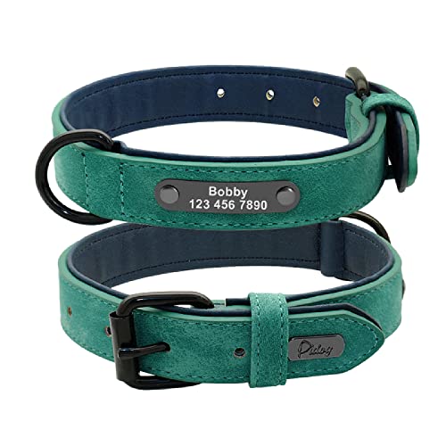 Hundehalsband Leder Personalisierte personalisierte Hundehalsbänder Gepolstertes Hundehalsband für kleine mittelgroße Hunde Pitbull Buldog,L von Gulunmun