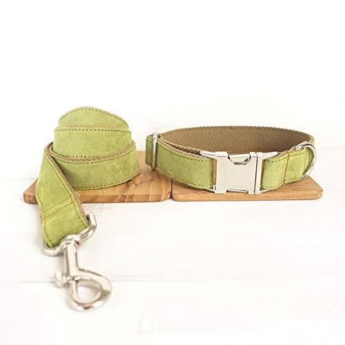 Klassische Halsbänder Pet Produkte Unabhängig Entworfen Metalllegierung Schnalle Hundehalsband + Traktion Grün S, 2,0 * 110 cm von Gulunmun
