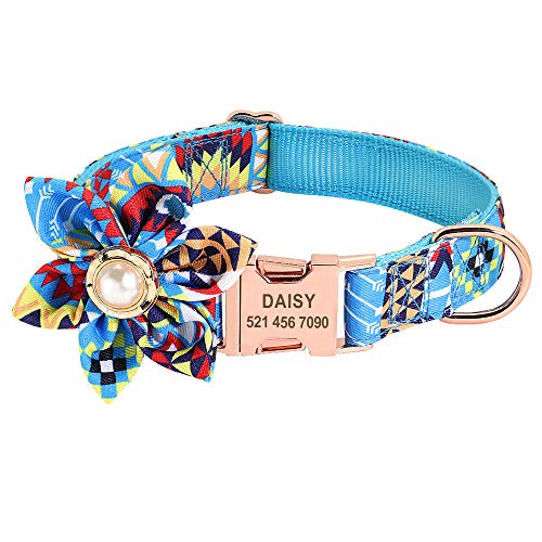 Gulunmun Nylon-Hundehalsband Personalisiertes Welpen-Katzenhalsband-Zubehör Haustier-ID-Tag-Halsband Graviert für kleine mittlere Hunde Chihuahua-Blue_Collar_L von Gulunmun