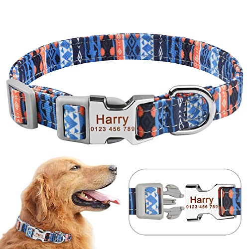 Verstellbares personalisiertes Hundehalsband aus Polyester mit individueller Gravur ID Hundename SML,S 23-33cm von Gulunmun