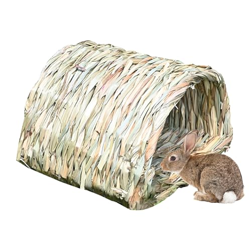 Bettversteck Igel-Tierhaus, geräumiger Heu-Tunnel, natürliches Schilfgras, gemütliches kaubares Design, 23 x 19 x 17 cm, perfekt für kleine Haustiere von Gungtj
