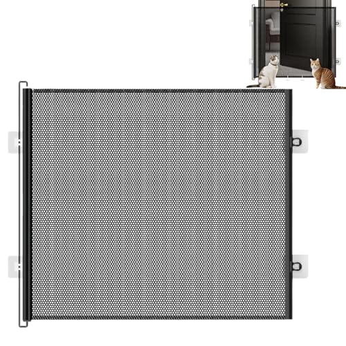 Cat Gate, Retractable Safety Gates, 43.31x30.71 Inches Safety Mesh Fence No Drilling Barrier for Small Medium Large Breeds, Childproofing, Animals Bunny Kitten Baby and Toddler Use von Gungtj