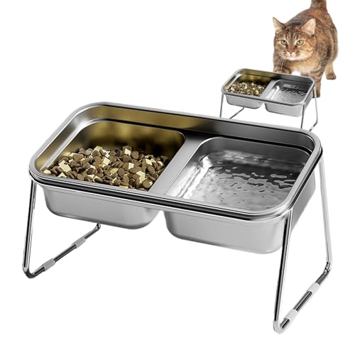 Elevated Cat Food and Water Bowl, Stainless Steel Pet Feeder, 15-Degree Inclined Bowls for Comfortable Feeding, Ideal for Cats of, Durable and Easy to Clean for Home Pets Necessities Elevated Cat Food and Water Bowl, Stainless Steel Pet Feeder, 15-Degree Inclined Bowls for Comfortable Feeding, Ideal for Cats of, Durable and Easy to Clean for Home Pets Necessities von Gungtj