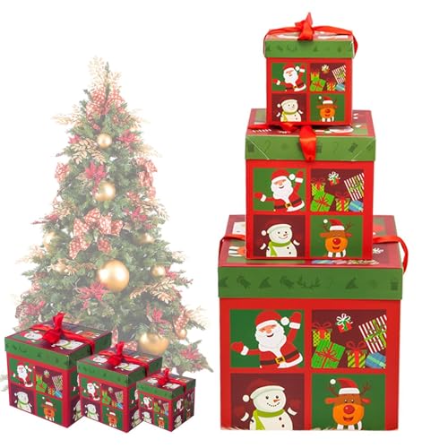 Festive Cardboard Boxes, Christmas Wrap Boxes, 3-Piece Christmas Nesting Boxes, Christmas Themed Nesting Boxes, Wrapping Nesting Boxes, Christmas Box Set, Decorative Holiday Boxes von Gungtj