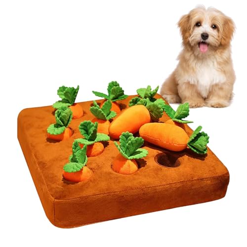 Gungtj Schnüffelspielzeug für Hunde, Puzzle-Versteck, 12 quietschende Karotten, weicher kaubarer Plüsch, interaktives Gehirntraining, 35,8 x 35,8 cm, perfekt für Langeweile Gungtj Schnüffelspielzeug für Hunde, Puzzle-Versteck, 12 quietschende Karotten, weicher kaubarer Plüsch, interaktives Gehirntraining, 35,8 x 35,8 cm, perfekt für Langeweile von Gungtj