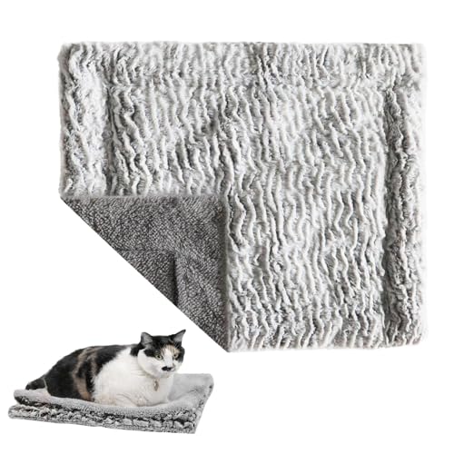 Gungtj Selbstwärmende Katzenmatte, doppelseitig, wärmend, Plüschdecke für kleine und mittelgroße Tiere, gemütliches Winterbett, weiche Couch, Nachttisch, Käfig, Tragetasche, Heimgebrauch von Gungtj