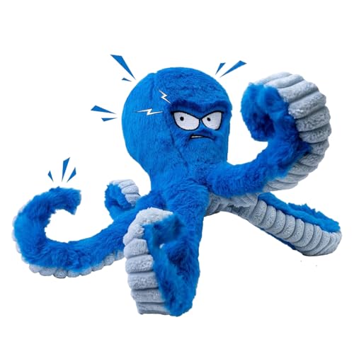 Octopus Dog Toy, Soft Squeaky Chew Toy, 14.49x3.94x3.94 Inches Teething Plaything Puppies, Interactive Training Accessory, Indoor Outdoor Throwing Fun for Beach Garden Home Use von Gungtj
