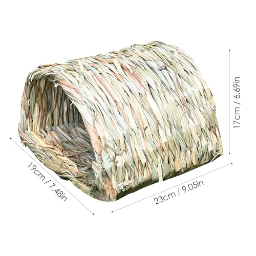 Rabbit Bed Hideaway, Hedgehog Animal House, Spacious Hay Tunnel, Natural Reed Grass, Cozy Chewable Design, 9.05x7.48x6.69inch, Perfect for Small Pets Necessities von Gungtj