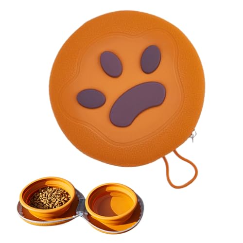 Reise-Hundenäpfe, faltbarer Silikon-Welpen-Futterspender, 2-in-1, auslaufsichere, rutschfeste Futternäpfe für Futter und Wasser, kompaktes faltbares Design, einfache Lagerung, Wandern, , 19 x 15 von Gungtj