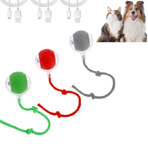 1/2 Stück interaktives Spielzeug für Katzen, interaktiver Ball für Hunde, elektrischer Ball für Zuhause, 4 Betriebsmodi, interaktives Spiel für Hunde und Katzen (rot-grün-grau) von Guniata