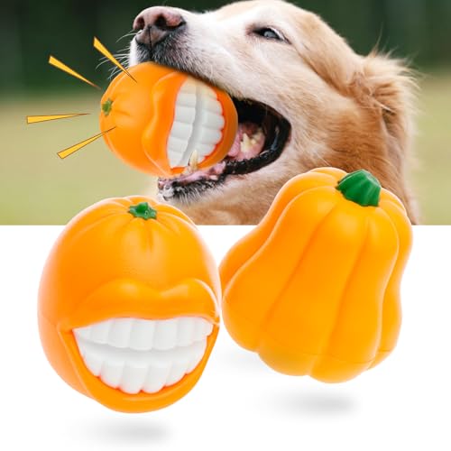Guniata 2 Stück Quietschende Hundebälle,Kauspielzeug Hund,Hundespielzeug Quietschend,Hundeball,Reduziert Langeweile beim Spielen und Training für Drinnen und Draußen(orange,2pcs) von Guniata