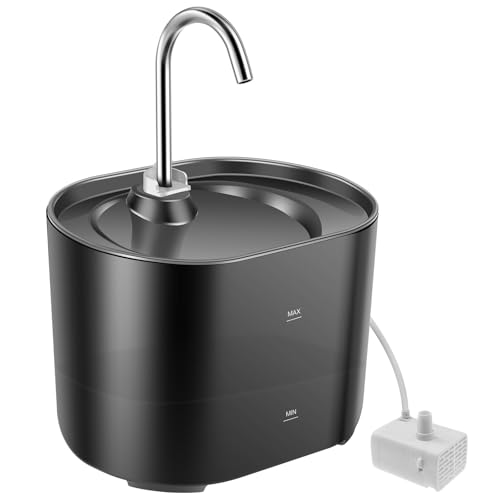 Katzenbrunnen,Trinkbrunnen für Katze 2.2L,Großes Katzenbrunnen für Katzen mit Wasserstandsanzeige,Super Silent Katzen Trinkbrunnen,für Zuhause,Büro und Innenbereich(Schwarz,2.2L) von Guniata
