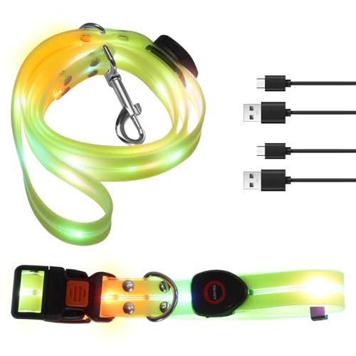 LED Hundeleine,Hundeleine für Hunde wasserdichte,Beleuchtete Hundeleine 1.2 m,für Nächtliche Spaziergänge für Große,Mittelgroße Haustiere Blinkende(Grün) von Guniata