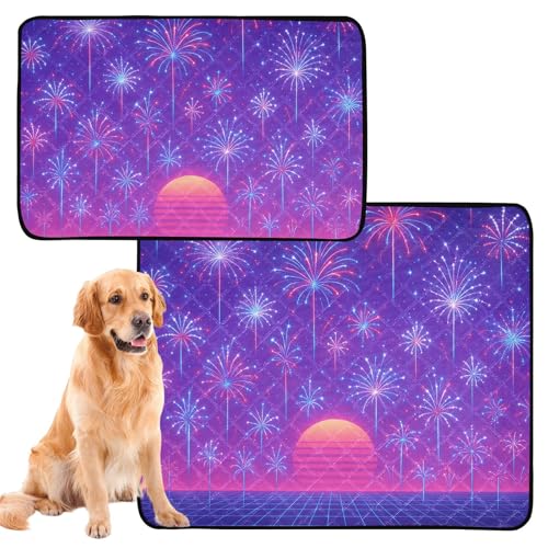 2 Stück Hunde-Uriniermatten, waschbar, rutschfeste Matte für Hunde, für Flugzeugkäfige, 61 x 91,4 cm + 91,4 x 106,7 cm, 4. Juli, Feuerwerk, Vaporwave_Muster 2 Stück Hunde-Uriniermatten, waschbar, rutschfeste Matte für Hunde, für Flugzeugkäfige, 61 x 91,4 cm + 91,4 x 106,7 cm, 4. Juli, Feuerwerk, Vaporwave_Muster von GuoChe