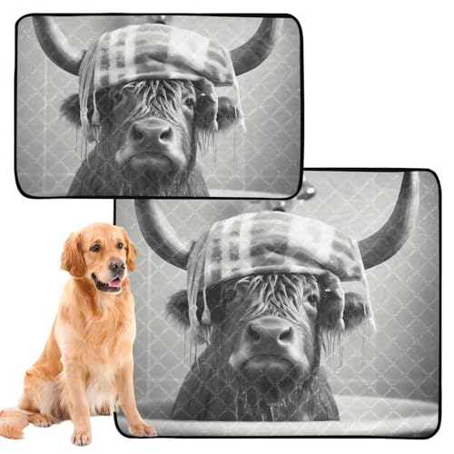 2 Stück Hunde-Urinierteppich, Katzen-Urinierunterlagen für den Innenbereich, rutschfest, für den Boden, 61 x 91,4 cm + 91,4 x 106,7 cm, Hochlandkuh, künstlerisch, Schwarz / Weiß 2 Stück Hunde-Urinierteppich, Katzen-Urinierunterlagen für den Innenbereich, rutschfest, für den Boden, 61 x 91,4 cm + 91,4 x 106,7 cm, Hochlandkuh, künstlerisch, Schwarz / Weiß von GuoChe