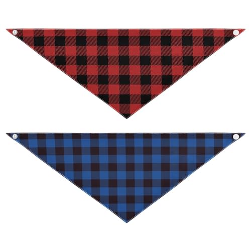 2PCS Merry Christmas with Scottish Checkered Christmas Festival Dog Lätzchen 2 Piece Adjustable Cat Lätzchen Scarf Puppy Birthday Gift for Small to Large Dogs and Cats S von GuoChe