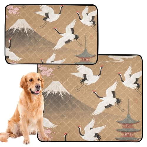3 Stück Hunde-Uriniertablett für den Innenbereich, wiederverwendbar, rutschfeste Bodenmatte für Auto, 50,8 x 61 cm, Kräne über Berg und Sonne 3 Stück Hunde-Uriniertablett für den Innenbereich, wiederverwendbar, rutschfeste Bodenmatte für Auto, 50,8 x 61 cm, Kräne über Berg und Sonne von GuoChe