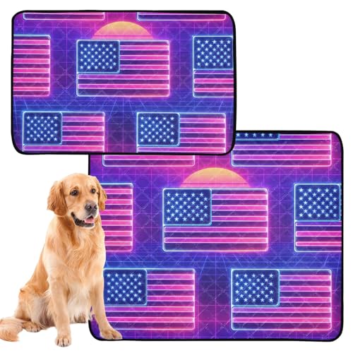 3 Stück Hunde-Urinierteppich, Katzen-Urinierunterlagen für Boden, rutschfest, für Flugzeugkäfige, 50,8 x 61 cm, 4. Juli, Flaggen, Vaporwave-Muster 3 Stück Hunde-Urinierteppich, Katzen-Urinierunterlagen für Boden, rutschfest, für Flugzeugkäfige, 50,8 x 61 cm, 4. Juli, Flaggen, Vaporwave-Muster von GuoChe