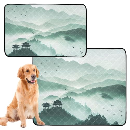 3 x pinkelfeste Hundematte für den Innenbereich, 50,8 x 61 cm, Bergnebel, chinesische Kunst von GuoChe