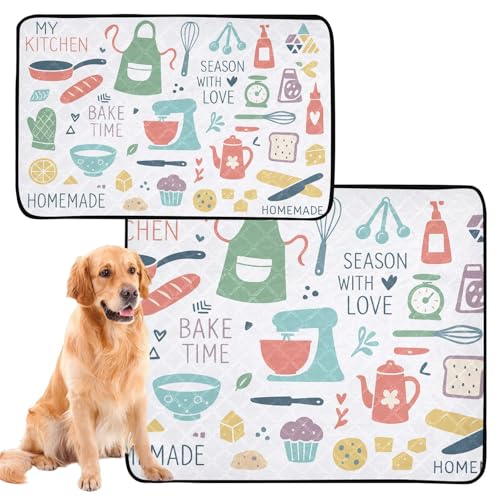 3 x waschbare Katzenunterlagen für Hunde, rutschfeste Matte für Hunde für Auto und Flugzeug, 50,8 x 61 cm, Küchen-Doodle 3 x waschbare Katzenunterlagen für Hunde, rutschfeste Matte für Hunde für Auto und Flugzeug, 50,8 x 61 cm, Küchen-Doodle von GuoChe