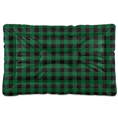 Buffalo Green Plaid Flat Puppy Mattress Cozy Reusable Dog Beds Heated Puppy Bed for Large Medium Small Pets von GuoChe
