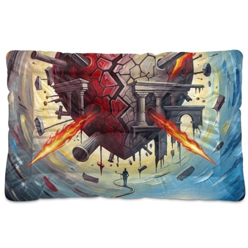 GuoChe Abstrakte Herz-Tempel-Hundebox-Unterlage, waschbar, weich, bequem, rutschfeste Unterseite, für mittelgroße und große Hunde, 91,4 x 61 cm von GuoChe