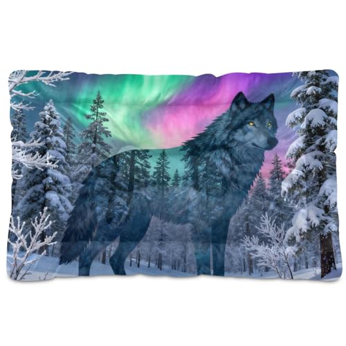 GuoChe Aurora Wolf Tier-Collage, waschbar, weich, rutschfest, für mittelgroße und große Hunde, 91,4 x 61 cm von GuoChe