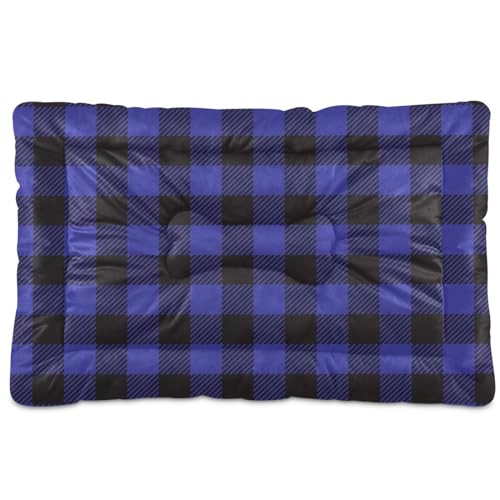 GuoChe Buffalo Hundehütten-Pad, ultraweich, beheiztes Welpenbett für kleine, mittelgroße und große Rassen, Blau von GuoChe
