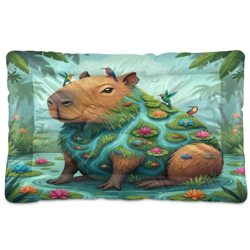 GuoChe Capybara Riverbank Collage Haustierbett, waschbar, weich, rutschfest, für große, mittelgroße und kleine Hunde, 91,4 x 61 cm von GuoChe