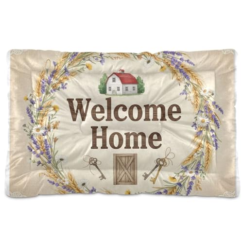 GuoChe Country Welcome Home Haustier-Schlafmatte, waschbar, weich, bequem, rutschfeste Unterseite, für große, mittelgroße und kleine Hunde, 91,4 x 61 cm von GuoChe