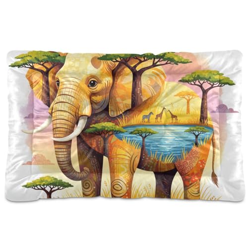 GuoChe Elephant Savanna Collage Hunde-Schlafmatratze, waschbar, weich, bequem, rutschfeste Unterseite, für große, mittelgroße und kleine Hunde, 91,4 x 61 cm GuoChe Elephant Savanna Collage Hunde-Schlafmatratze, waschbar, weich, bequem, rutschfeste Unterseite, für große, mittelgroße und kleine Hunde, 91,4 x 61 cm von GuoChe