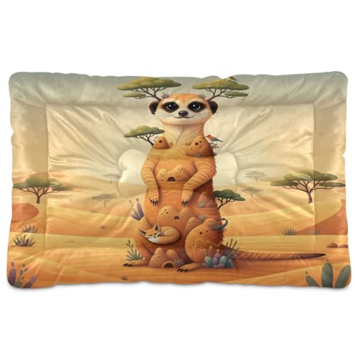 GuoChe Erdmännchen Kalahari Wüstencollage, waschbar, Katzenhütte, Hundehütte, weiche, bequeme, rutschfeste Unterseite, für mittelgroße und große Hunde, 91,4 x 61 cm von GuoChe