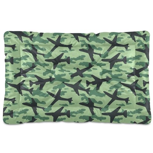 GuoChe Green Planes Hundehüttenkissen, waschbar, rutschfest, weich, bequem, für mittelgroße und große Hunde, 91,4 x 61 cm von GuoChe