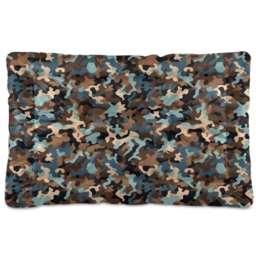 GuoChe Haustier-Isomatte, waschbar, weich, rutschfest, für mittelgroße und große Hunde, 91,4 x 61 cm, Tarnmuster, Braun / Blau von GuoChe