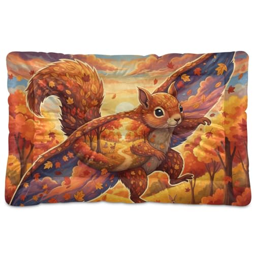 GuoChe Haustier-Schlafmatte mit fliegendem Eichhörnchen-Ahorn-Safari-Collage, waschbar, weich, bequem, rutschfeste Unterseite, für große, mittelgroße und kleine Hunde, 91,4 x 61 cm von GuoChe