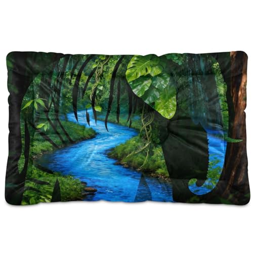 GuoChe Hundehütte mit Dschungel-Elefantenlandschaft, waschbar, weich, rutschfest, für große, mittelgroße und kleine Hunde, 91,4 x 61 cm GuoChe Hundehütte mit Dschungel-Elefantenlandschaft, waschbar, weich, rutschfest, für große, mittelgroße und kleine Hunde, 91,4 x 61 cm von GuoChe