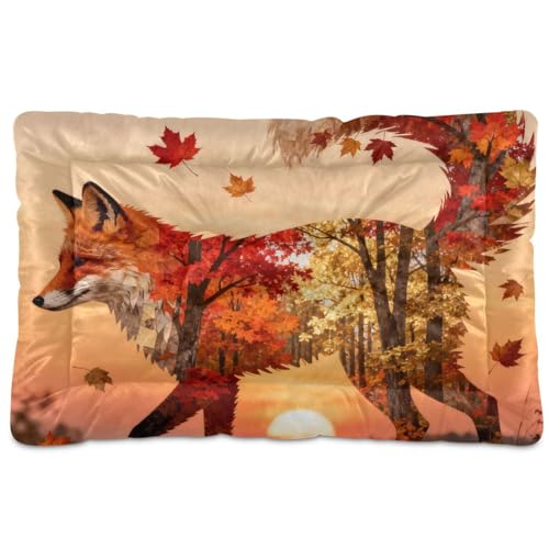 GuoChe Hundehütte mit Herbst-Fuchslandschaft, waschbar, weich, rutschfest, für mittelgroße und große Hunde, 91,4 x 61 cm von GuoChe