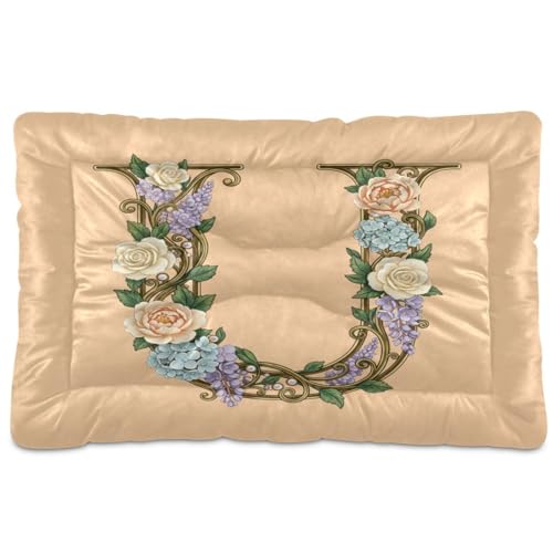 GuoChe Hundehüttenunterlage mit Blumenmuster, waschbar, weich, bequem, rutschfeste Unterseite, für mittelgroße und große Hunde, 91,4 x 61 cm von GuoChe